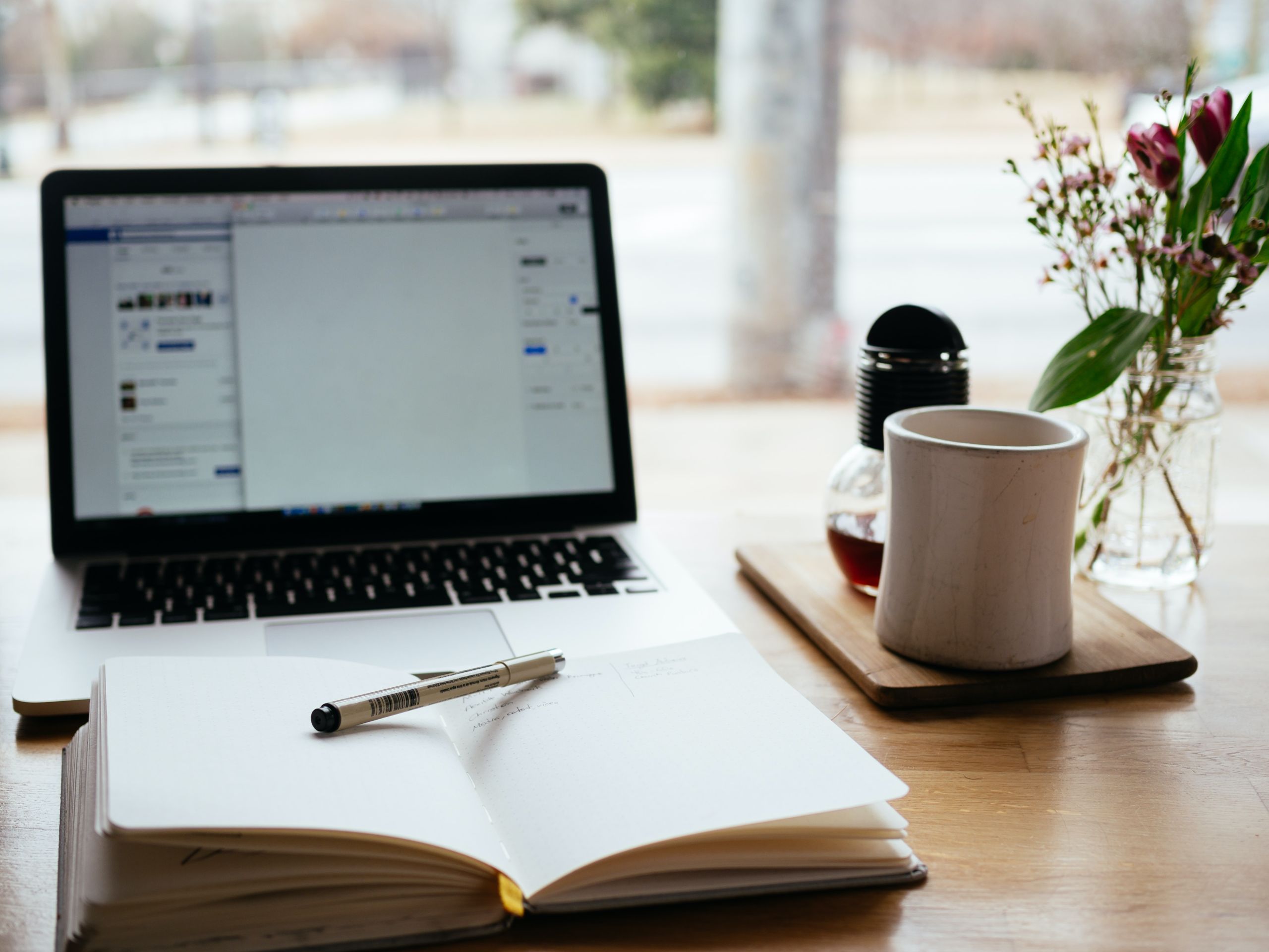Computer Notepad and Coffee mug